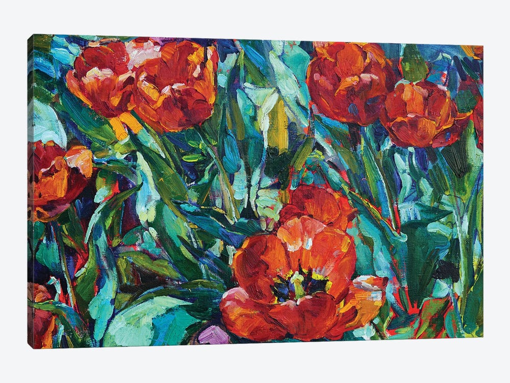 Red Tulips Flowers by Andrii Kutsachenko 1-piece Canvas Artwork