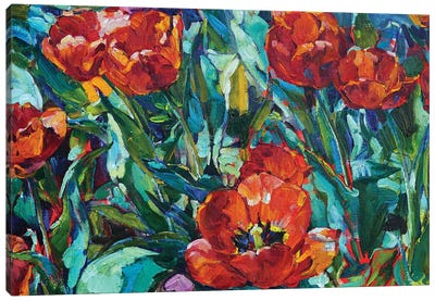 Red Tulips Flowers Canvas Art Print - Andrii Kutsachenko