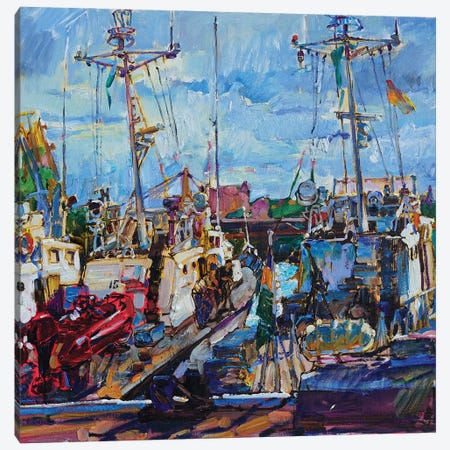 Boats In The Sunlight Canvas Print #AIK50} by Andrii Kutsachenko Canvas Print
