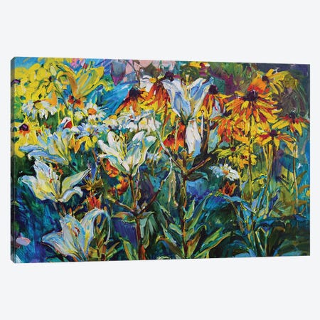 Wildflowers And White Lilies Canvas Print #AIK57} by Andrii Kutsachenko Canvas Wall Art
