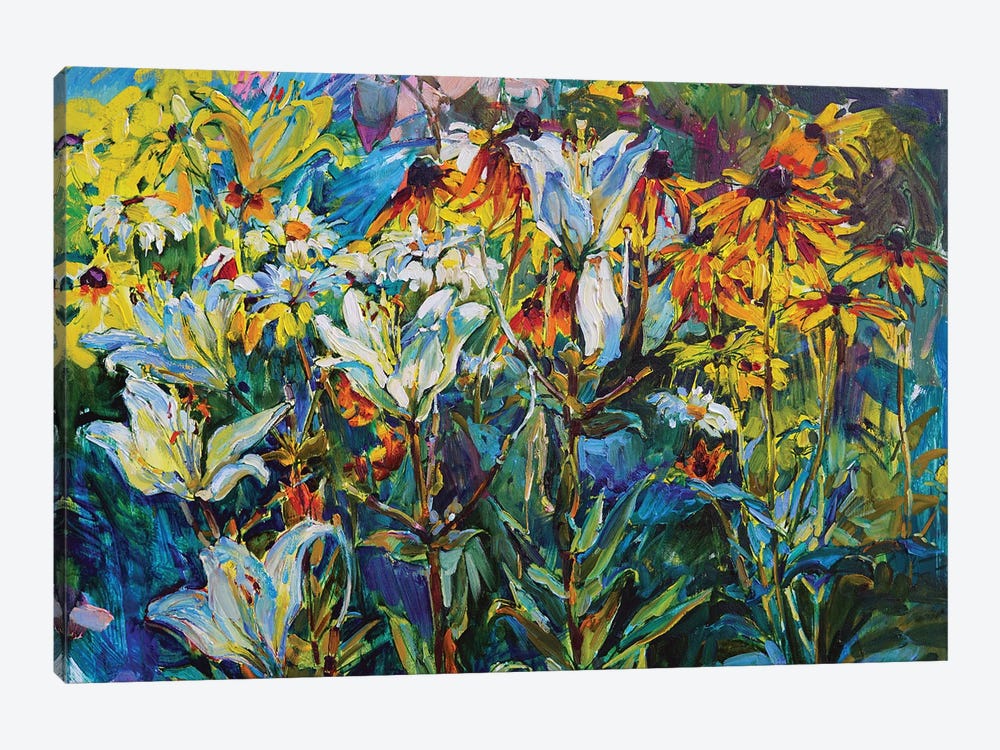 Wildflowers And White Lilies by Andrii Kutsachenko 1-piece Canvas Art