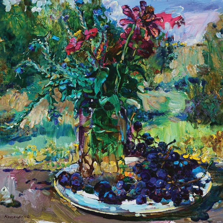 Still Life With Flowers And Grapes