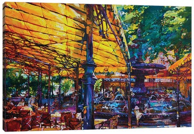 In The Cafe Canvas Art Print - Andrii Kutsachenko