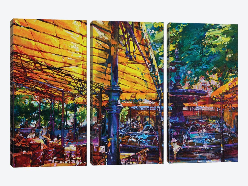 In The Cafe by Andrii Kutsachenko 3-piece Canvas Print