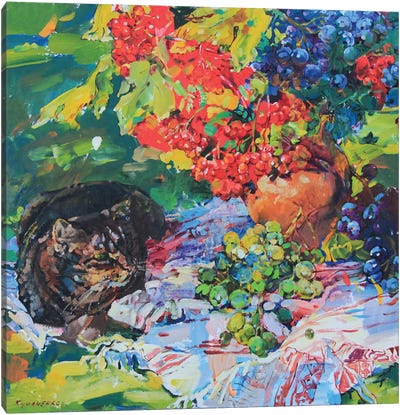 Ukrainian Still Life Canvas Art Print - Tabby Cat Art