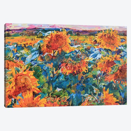 Field Of Sunflowers Canvas Print #AIK67} by Andrii Kutsachenko Canvas Art Print
