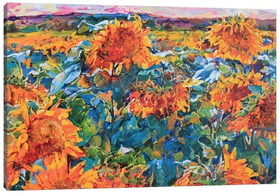 Field Of Sunflowers Canvas Art Print - Andrii Kutsachenko