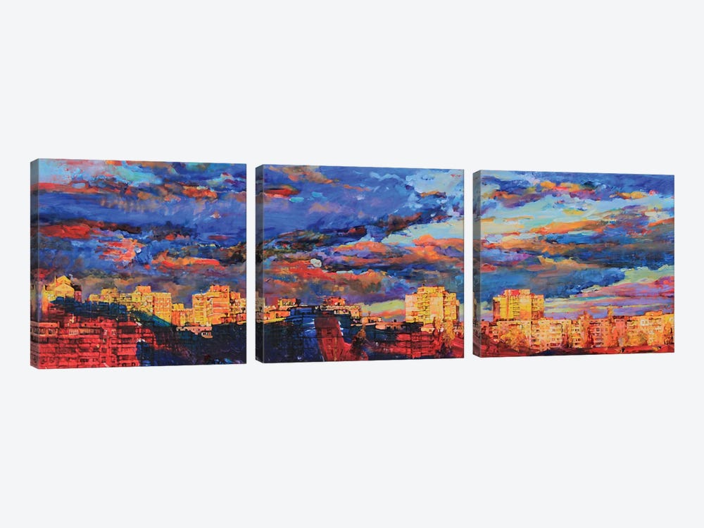 Evening In The City by Andrii Kutsachenko 3-piece Canvas Wall Art