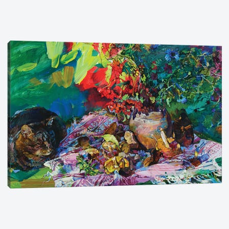 Still Life With A Cat Canvas Print #AIK6} by Andrii Kutsachenko Canvas Art Print
