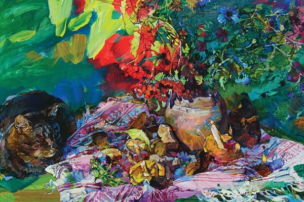 Giclee Features: Still Life With A Cat by Andrii Kutsachenko