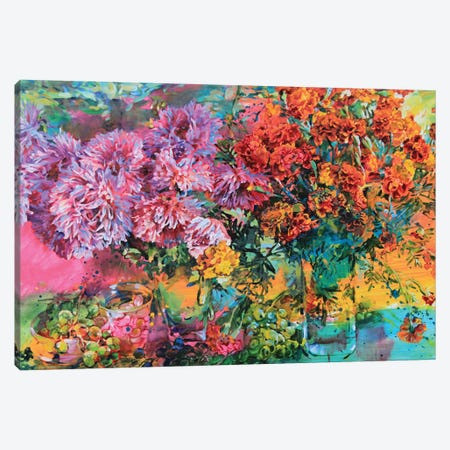 Chrysanthemums And Marigolds, Autumn Bouquet Canvas Print #AIK70} by Andrii Kutsachenko Art Print