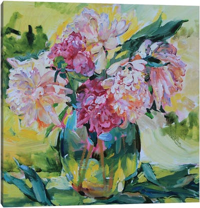 Bouquet Of Peonies Canvas Art Print - Andrii Kutsachenko