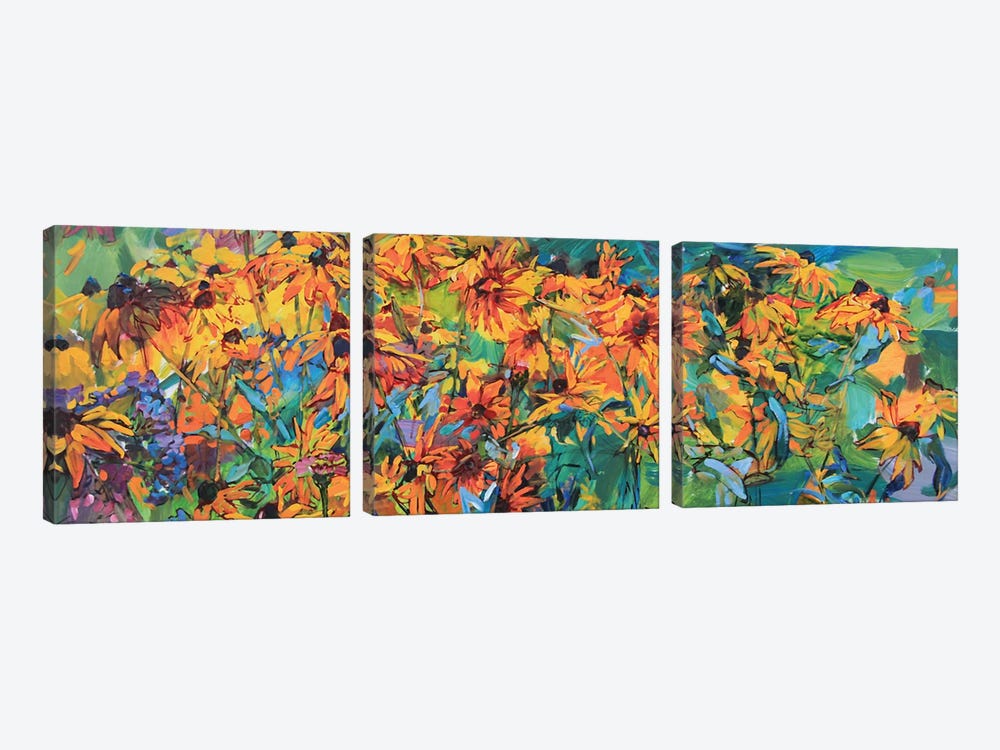 Garden Of Yellow Flowers by Andrii Kutsachenko 3-piece Canvas Art