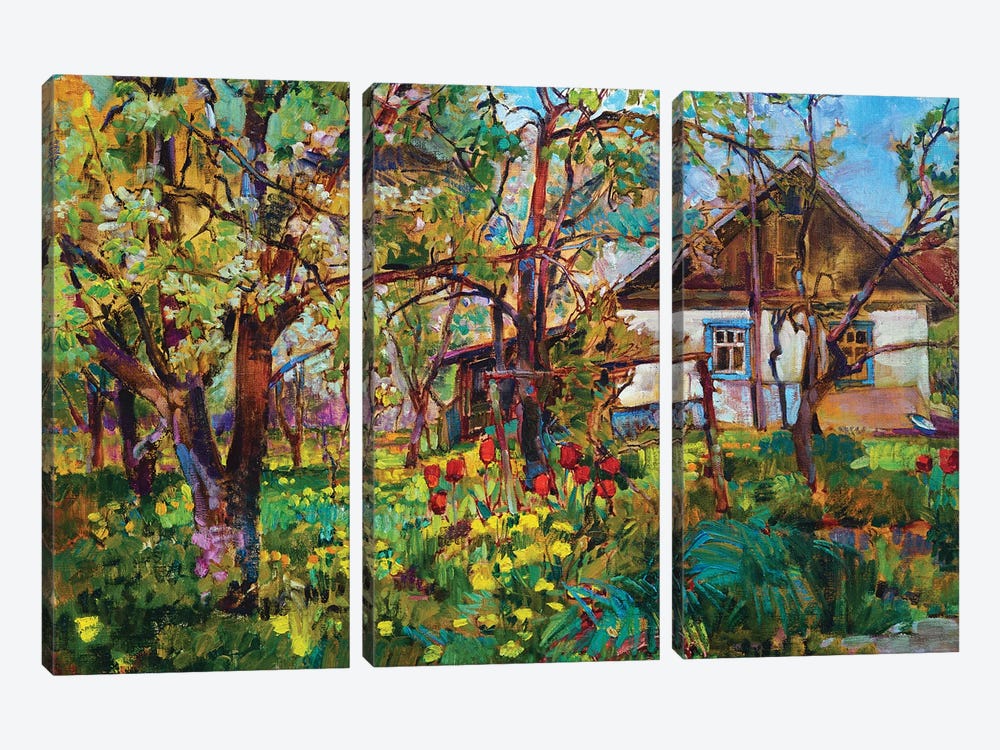Spring Garden by Andrii Kutsachenko 3-piece Canvas Print