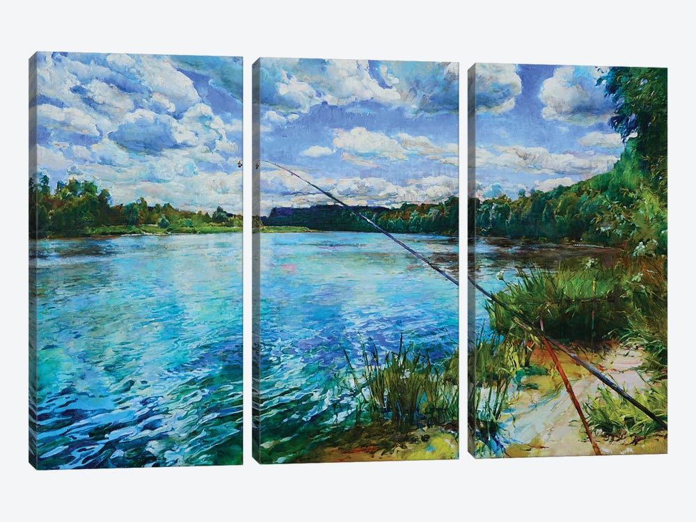 Summer Day On The River by Andrii Kutsachenko 3-piece Art Print