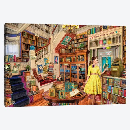 Wish Upon A Bookshop I Canvas Print #AIM39} by Aimee Stewart Art Print