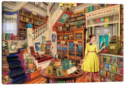 Wish Upon A Bookshop I Canvas Art Print - Aimee Stewart