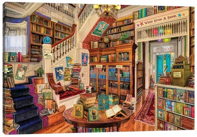 Wish Upon A Bookshop II Canvas Art Print - Novels & Scripts