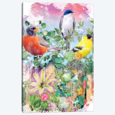 Birds And Blooms Garden II Canvas Print #AIM43} by Aimee Stewart Canvas Art