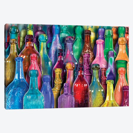 Colorful Glass Bottles Canvas Print #AIM48} by Aimee Stewart Canvas Wall Art