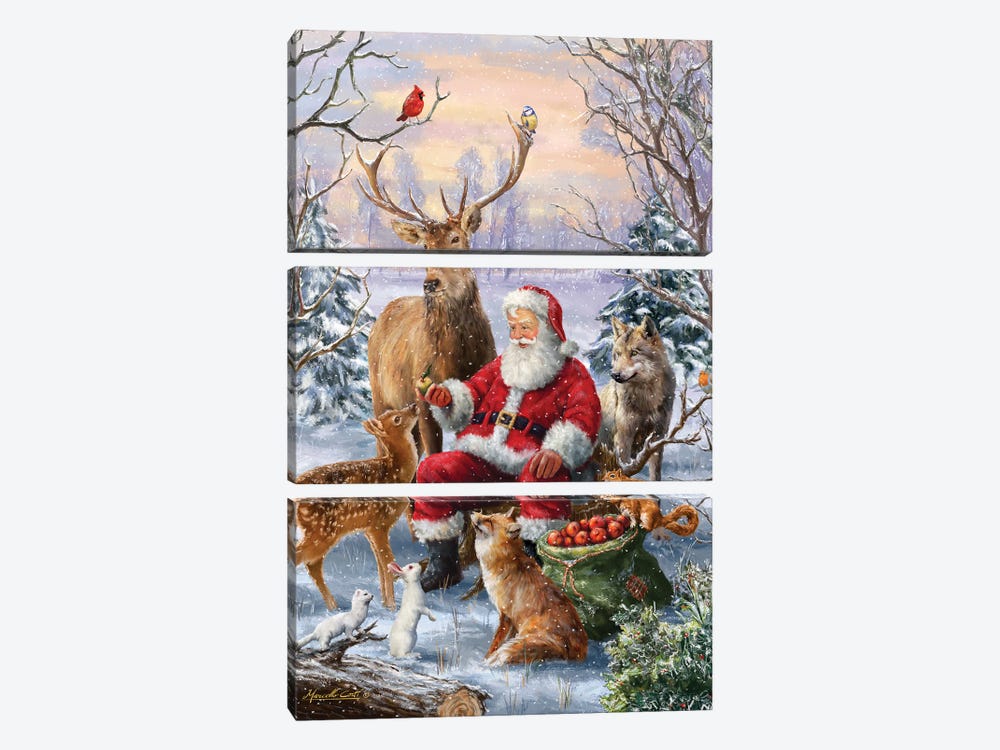Santa Animals by Ali Corti 3-piece Art Print
