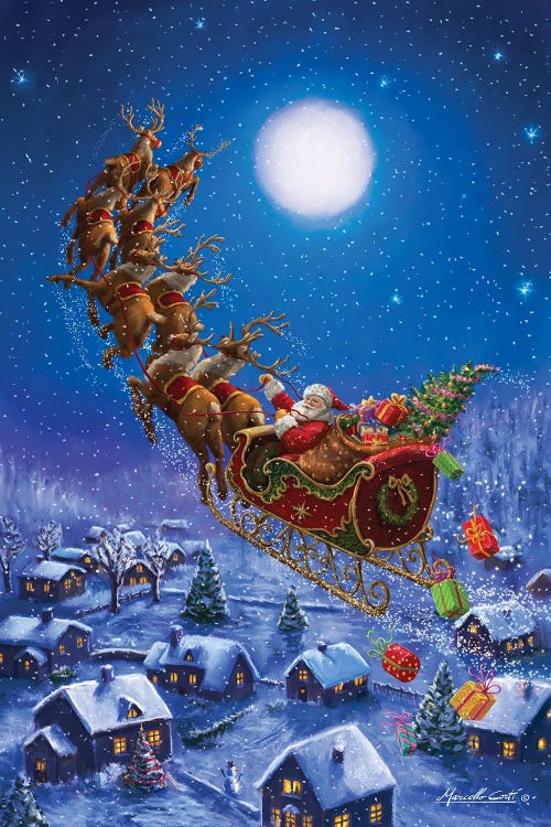 Santa Flying by Ali Corti wall art