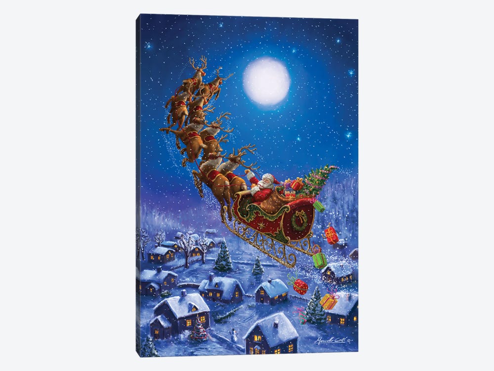 Santa Flying by Ali Corti 1-piece Canvas Art