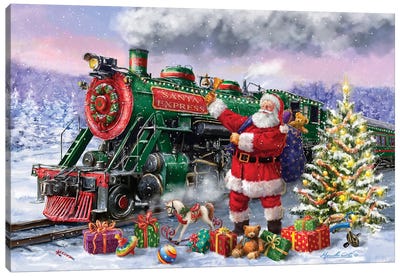 Train Canvas Art Print - Santa Claus Art