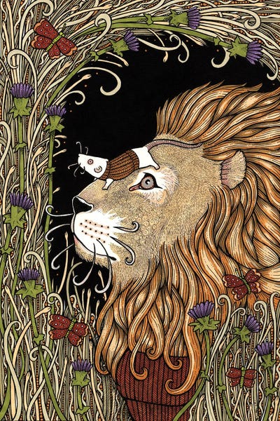 Natural Meets Mythical: The Lion And The Mouse by Anita Inverarity