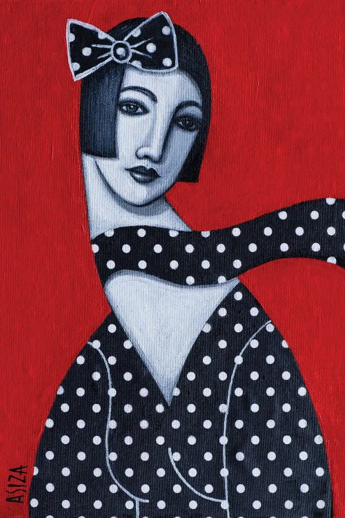 Girl In Polkadot Dress by ASIZA wall art