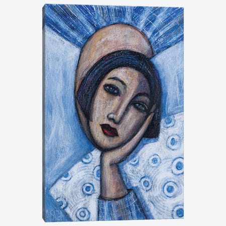 Girl With Blue Pajamas Canvas Print #AIZ11} by ASIZA Canvas Art