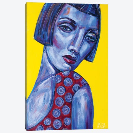 Girl With Polkadot Blouse Canvas Print #AIZ12} by ASIZA Canvas Artwork