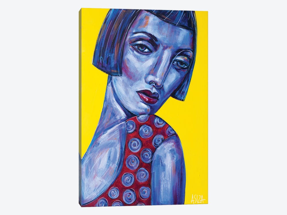Girl With Polkadot Blouse by ASIZA 1-piece Canvas Art Print