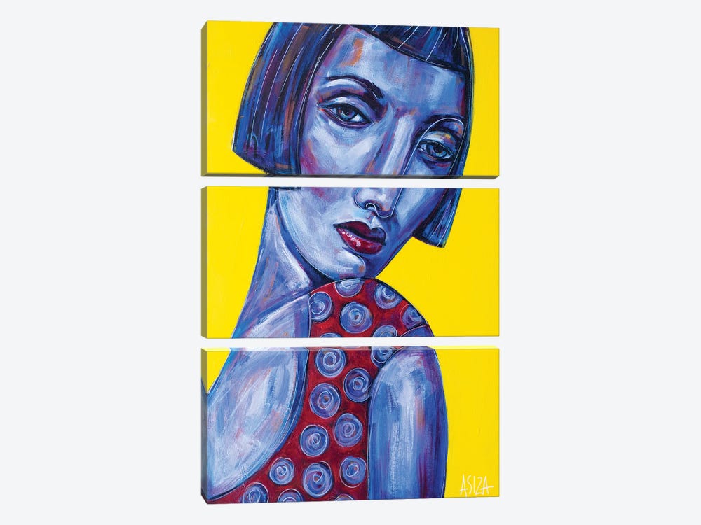 Girl With Polkadot Blouse by ASIZA 3-piece Canvas Art Print