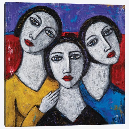 Mother And Daughters Canvas Print #AIZ19} by ASIZA Canvas Wall Art