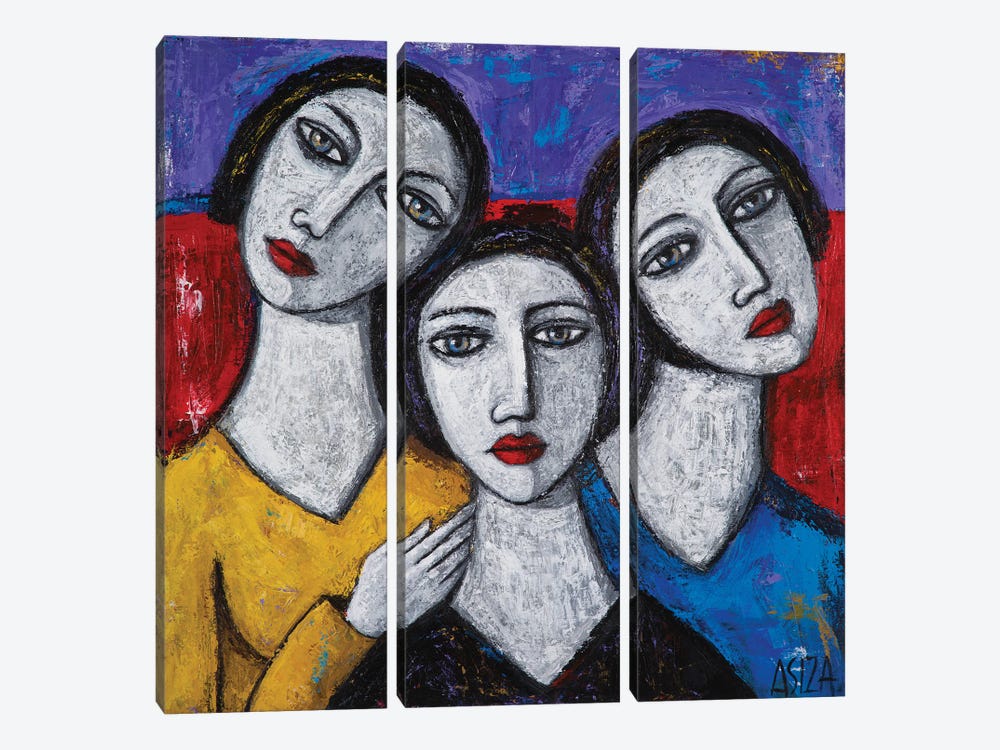 Mother And Daughters by ASIZA 3-piece Canvas Art