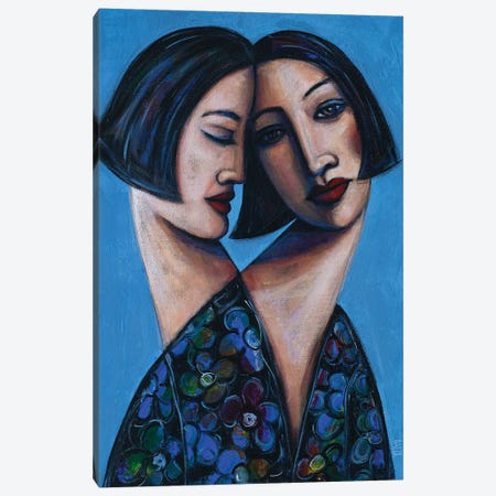 Two Sisters In Floral Blouse Canvas Print #AIZ1} by ASIZA Canvas Artwork