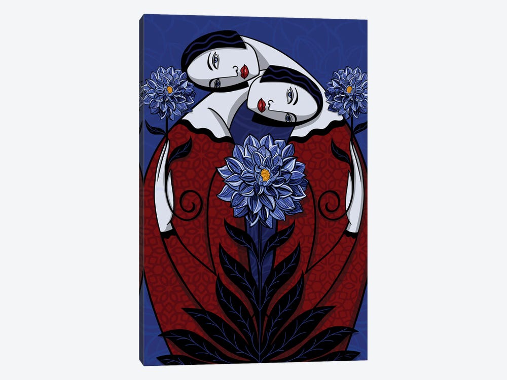 Blue Dahlias by ASIZA 1-piece Art Print