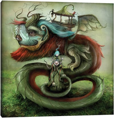 Angus Tinker And Aurora Canvas Art Print - Dragon Art