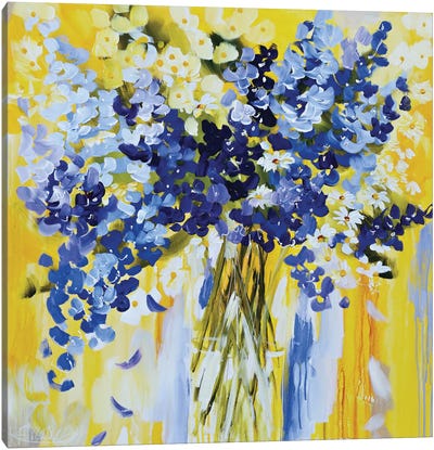 Painting with Blue and Yellow Yellow Mod Art Wall Art with Yellow Accents Yellow and Blue Picture Yellow Wall Mod Yellow Canvas Decor