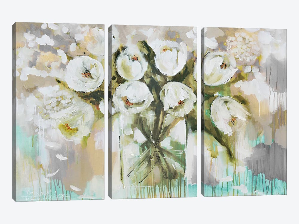 Pure Blanc Tulipa by Amanda J. Brooks 3-piece Canvas Wall Art