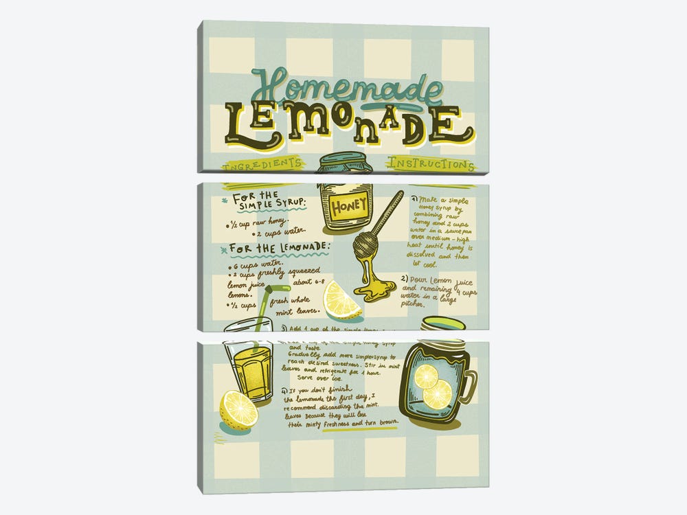 Homemade Lemonade by Andrea Jasid 3-piece Canvas Print