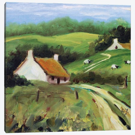 Landscape With Sheep Canvas Print #AJG100} by Alexandra Jagoda Canvas Art Print