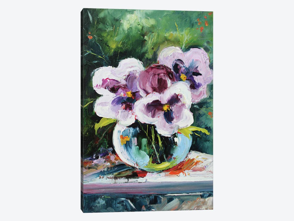 Pansies In A Glass Vase by Alexandra Jagoda 1-piece Canvas Art Print