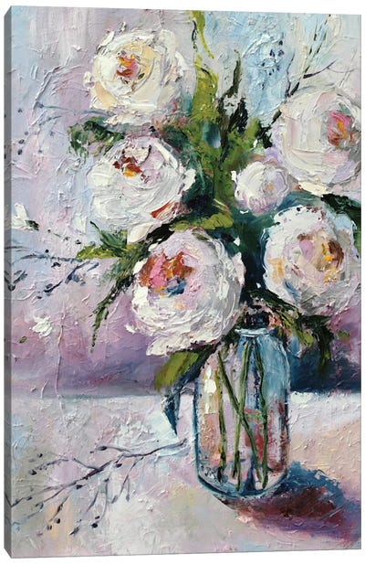 White Roses Canvas Art Print - Alexandra Jagoda