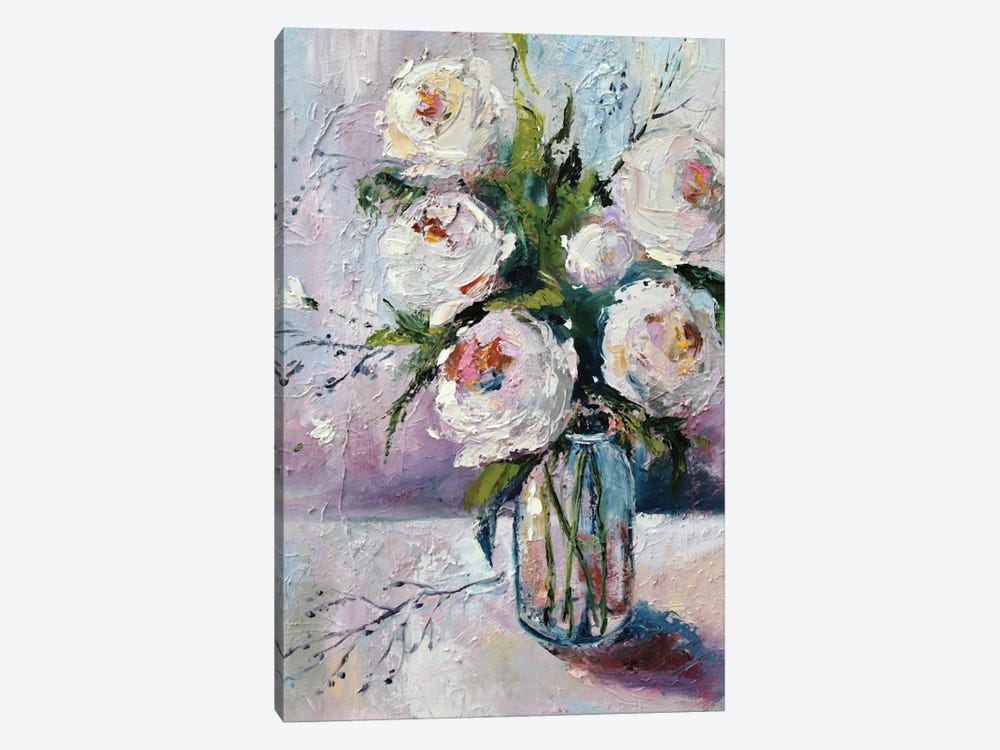 White Roses by Alexandra Jagoda 1-piece Canvas Art Print