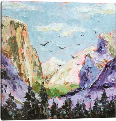 Purple Mountains Canvas Art Print - Pine Tree Art