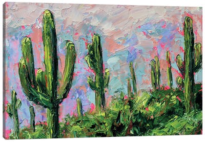 Saguaro Canvas Art Print - Pops of Pink