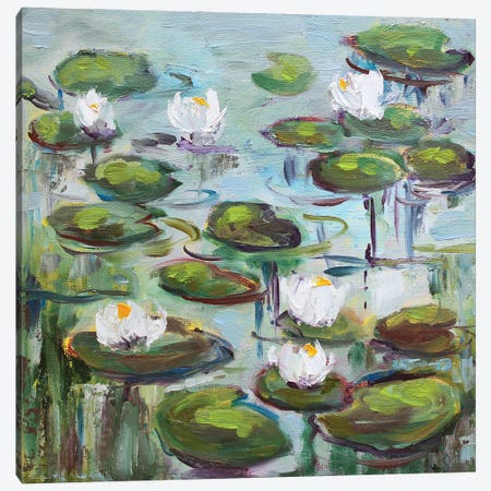 Water Lilies In The Pond Canvas Print #AJG66} by Alexandra Jagoda Art Print