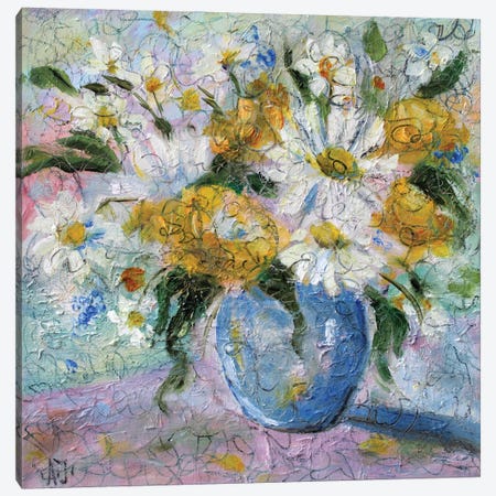 Bouquet Of Field Daisies Canvas Print #AJG85} by Alexandra Jagoda Art Print